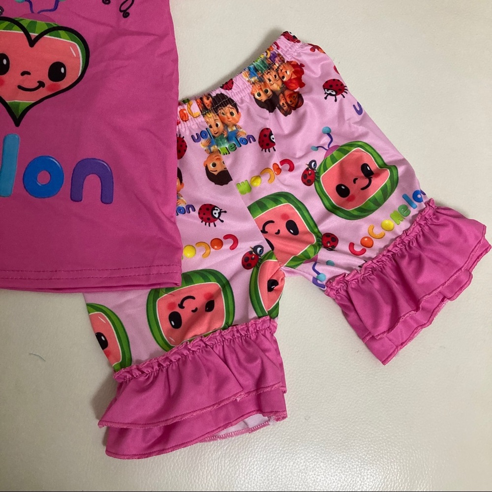 Cocomelon cute ruffle pink shorts set - Picture 4 of 6
